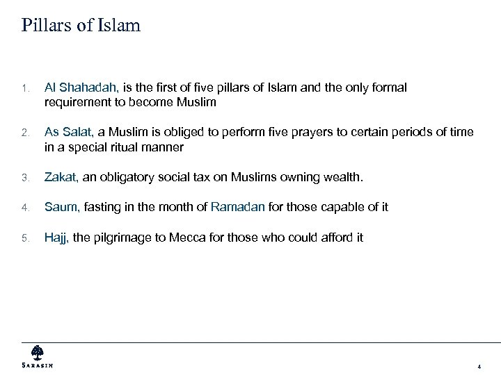 Pillars of Islam 1. Al Shahadah, is the first of five pillars of Islam
