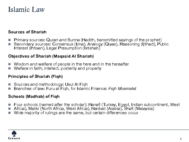 Islamic Law Sources of Shariah n n Primary sources: Quran and Sunna (Hadith, transmitted