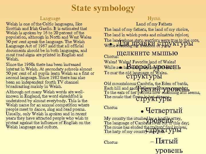 State symbology Language Welsh is one of the Celtic languages, like Scottish and Irish
