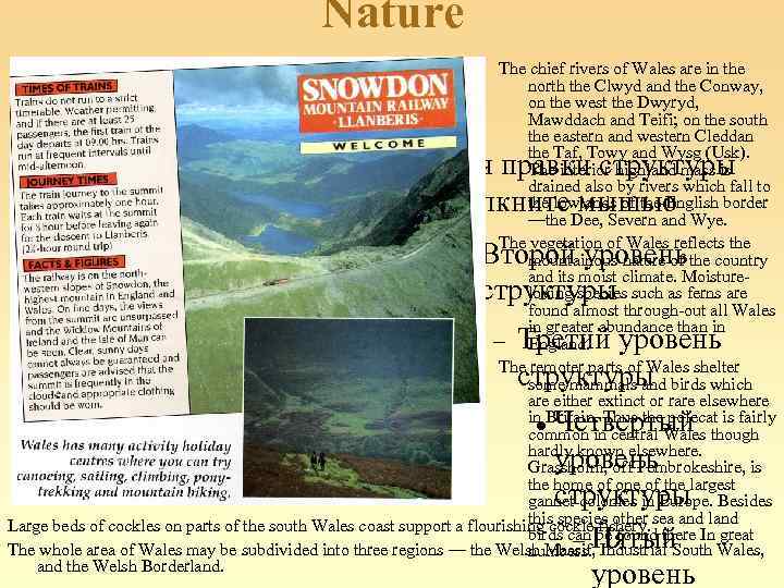 Nature The chief rivers of Wales are in the north the Clwyd and the