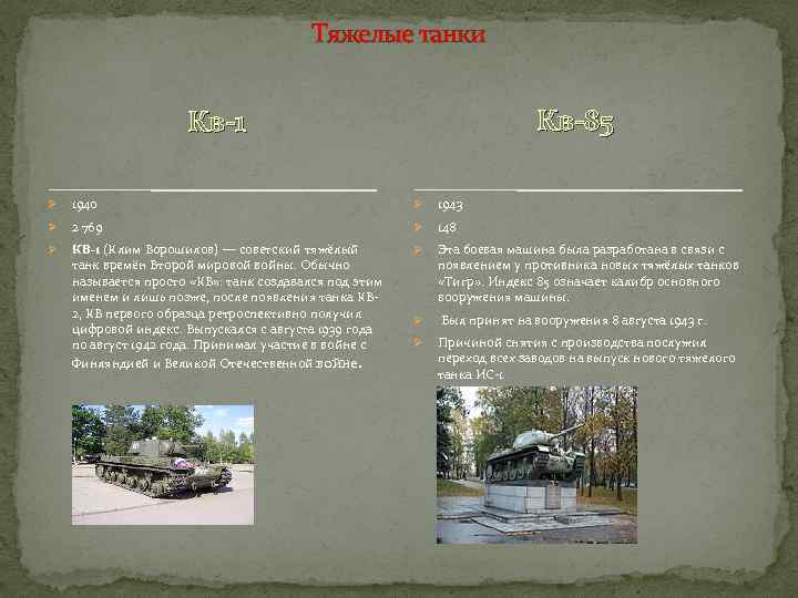 Тяжелые танки Кв-85 Кв-1 Ø 1940 Ø 1943 Ø 2 769 Ø 148 Ø