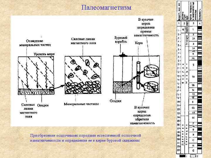 Палеомагнетизм Приобретение осадочными породами естественной остаточной намагниченности и определение ее в керне буровой скважины
