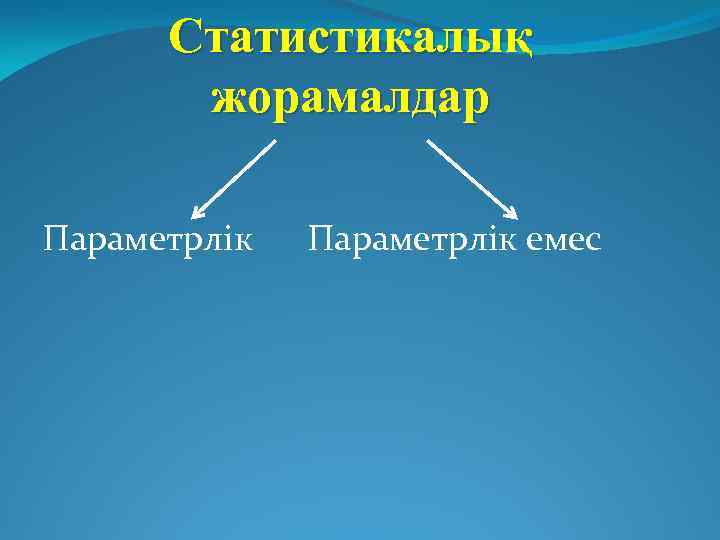 Статистикалық жорамалдар Параметрлік емес 