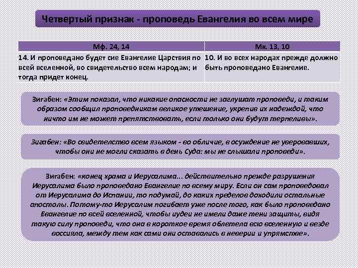 Четвертый признак - проповедь Евангелия во всем мире Мф. 24, 14 Мк. 13, 10