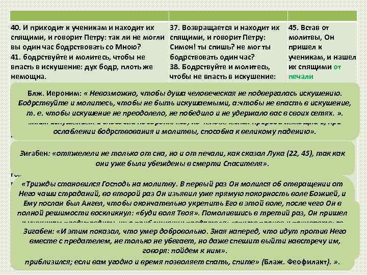 40. И приходит к ученикам и находит их 37. Возвращается и находит их 45.