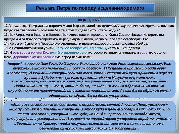 Речь ап. Петра по поводу исцеления хромого Деян. 3, 12 -26 12. Увидев это,