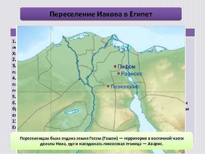 Переселение Иакова в Египет Быт. 47, 1 - 12 1. И пришел Иосиф и