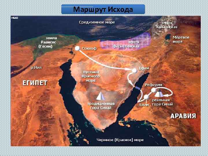 Маршрут Исхода • При своем Исходе из Египта израильтяне не пошли по прямому, но
