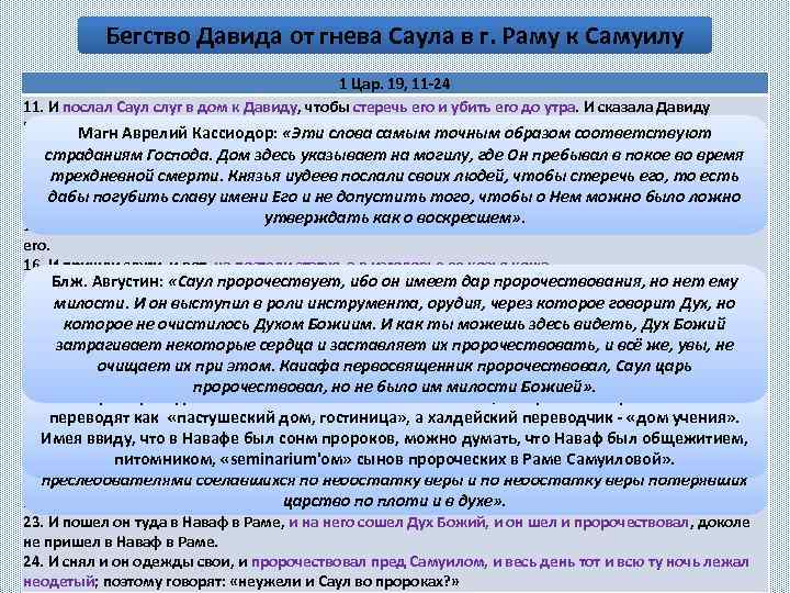 Бегство Давида от гнева Саула в г. Раму к Самуилу 1 Цар. 19, 11