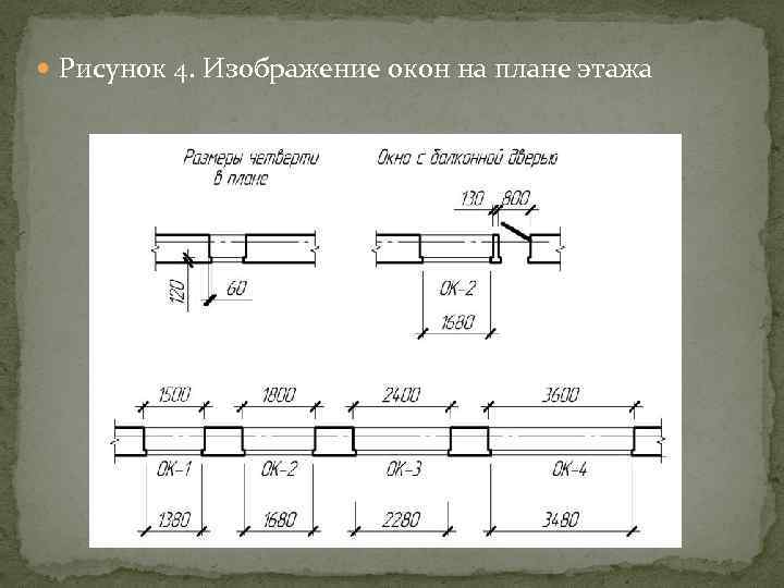 Условное обозначение окна на плане