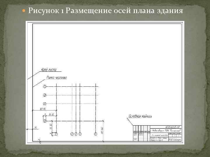  Рисунок 1 Размещение осей плана здания 