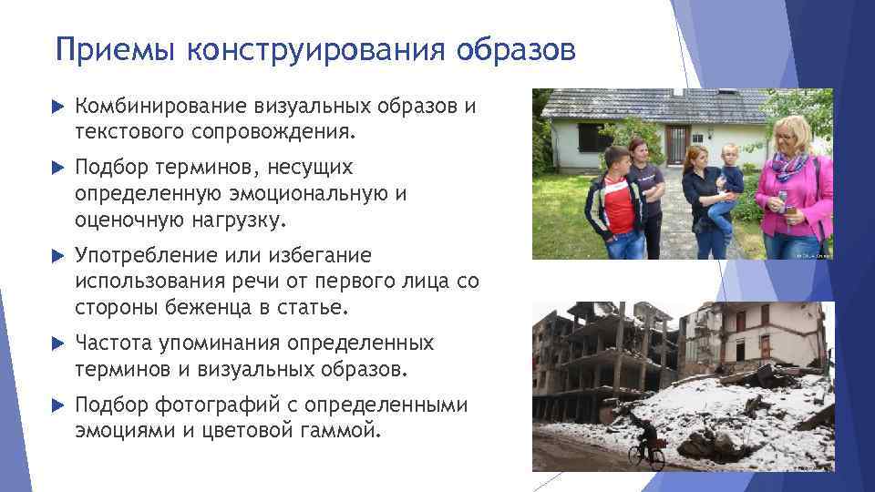 Приемы конструирования образов Комбинирование визуальных образов и текстового сопровождения. Подбор терминов, несущих определенную эмоциональную