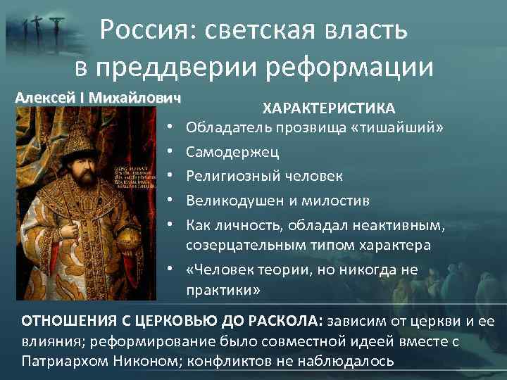 Конфликт никона и алексея михайловича кратко. Раскол церкви в России в 17 веке.