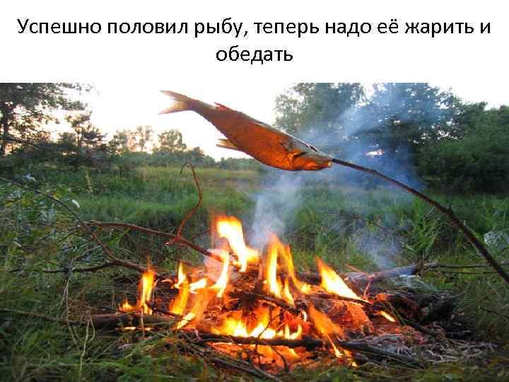 Успешно половил рыбу, теперь надо её жарить и обедать 