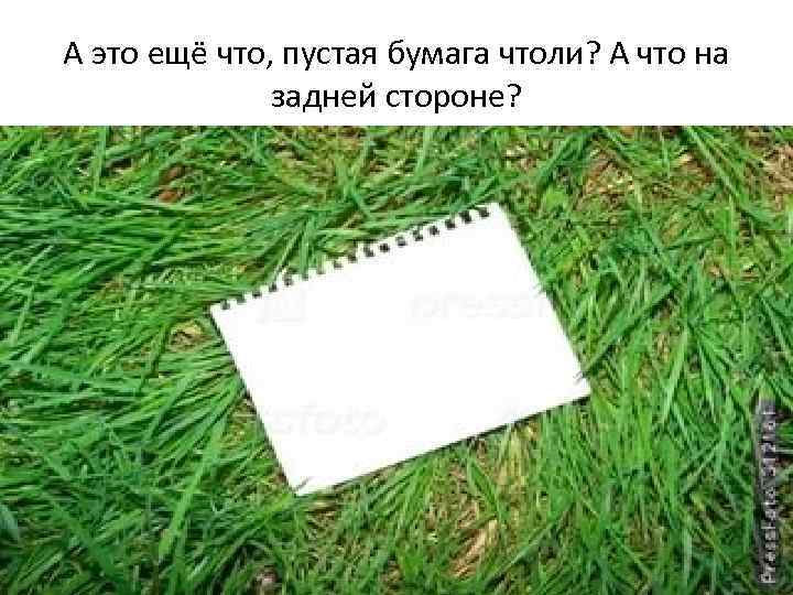 А это ещё что, пустая бумага чтоли? А что на задней стороне? 