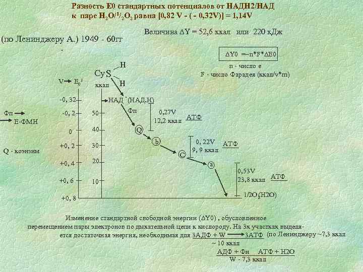 Разность Е 0 стандартных потенциалов от НАДН 2/НАД к паре Н 2 О/1/2 О