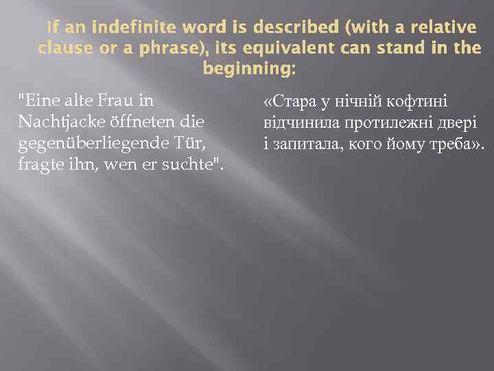 If an indefinite word is described (with a relative clause or a phrase), its