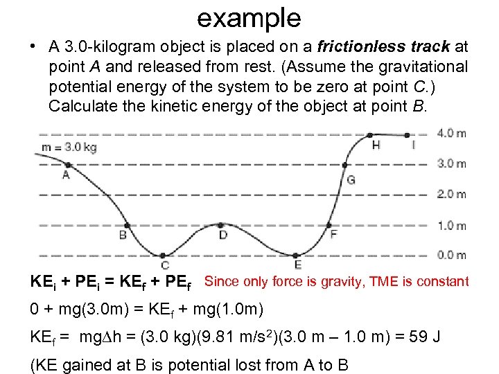 example • A 3. 0 -kilogram object is placed on a frictionless track at