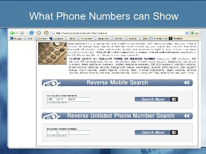 What Phone Numbers can Show 