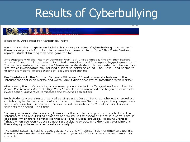 Results of Cyberbullying 