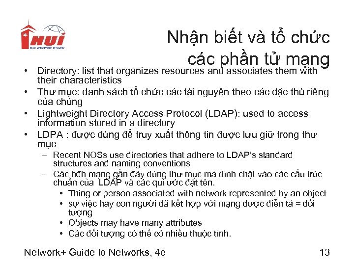 Nhận biết và tổ chức các phần tử mạng • Directory: list that organizes