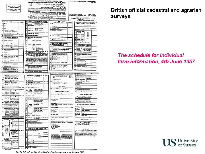 British official cadastral and agrarian surveys The schedule for individual farm information, 4 th