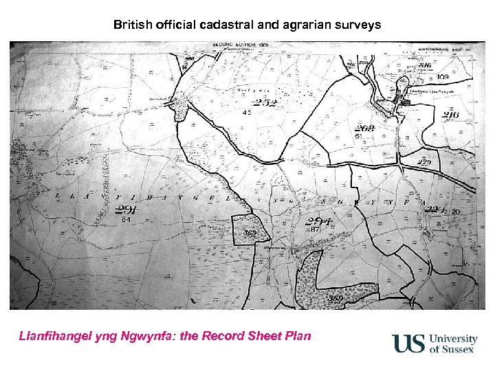 British official cadastral and agrarian surveys Llanfihangel yng Ngwynfa: the Record Sheet Plan 