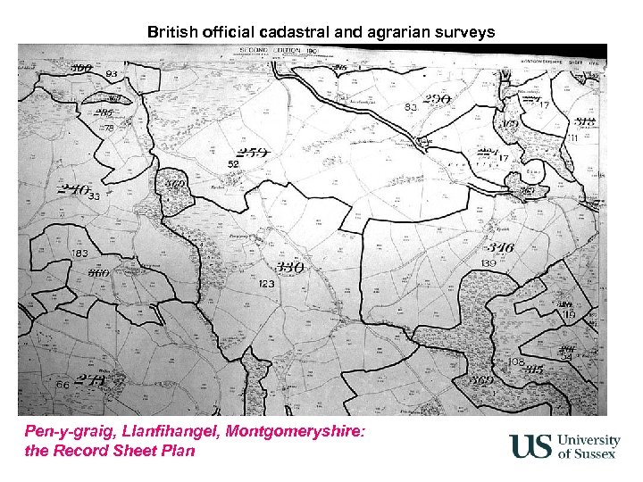 British official cadastral and agrarian surveys Pen-y-graig, Llanfihangel, Montgomeryshire: the Record Sheet Plan 