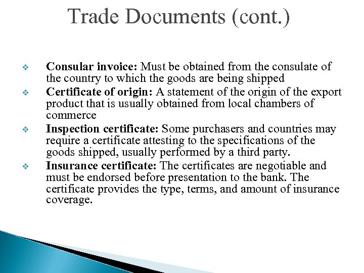 Chapter 9 Trade Documents and Transportation Documentation