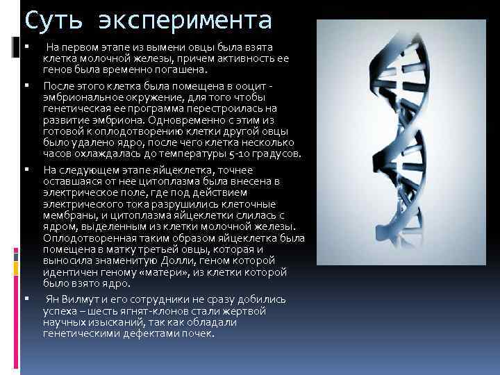 Научные и этические проблемы клонирования презентация