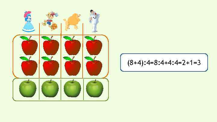 (8+4): 4=8: 4+4: 4=2+1=3 