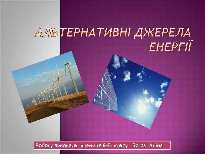 Роботу виконала учениця 8 -Б класу Богза Аліна 