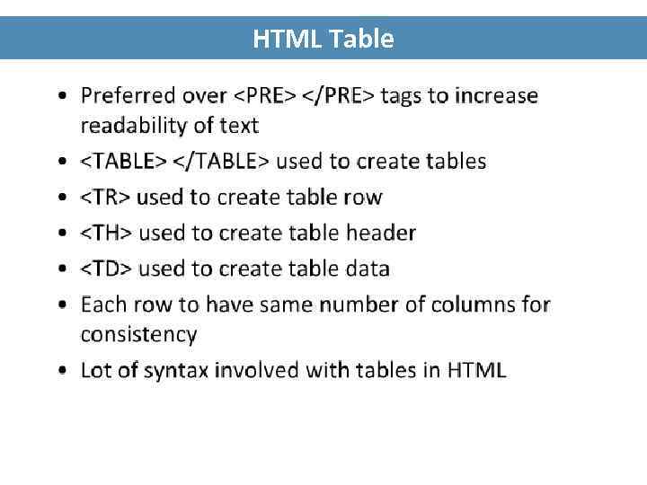 HTML Table 