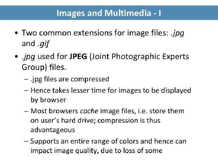 Images and Multimedia - I 