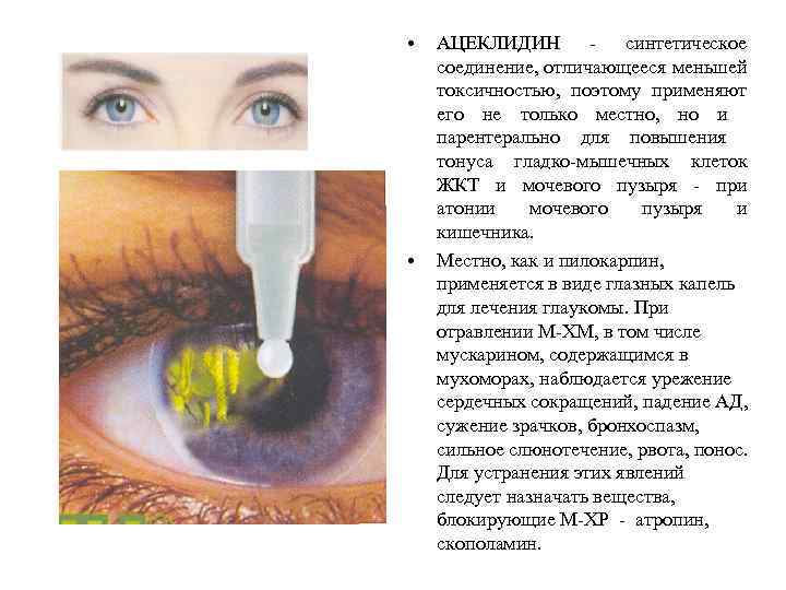  • • АЦЕКЛИДИН синтетическое соединение, отличающееся меньшей токсичностью, поэтому применяют его не только