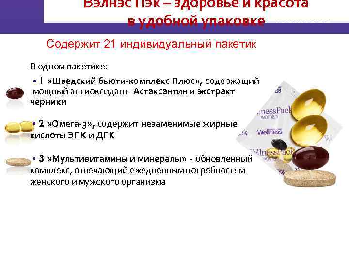Вэлнэс Пэк – здоровье и красота в удобной упаковке Содержит 21 индивидуальный пакетик В
