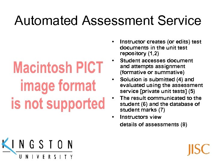 Automated Assessment Service • • • Instructor creates (or edits) test documents in the