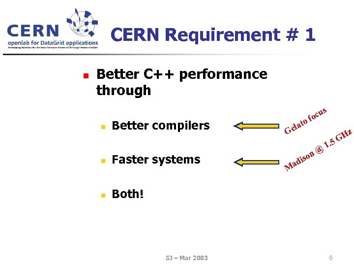 CERN Requirement # 1 n Better C++ performance through n Better compilers n Faster