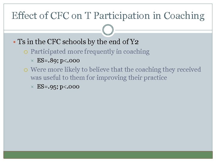 Effect of CFC on T Participation in Coaching • Ts in the CFC schools