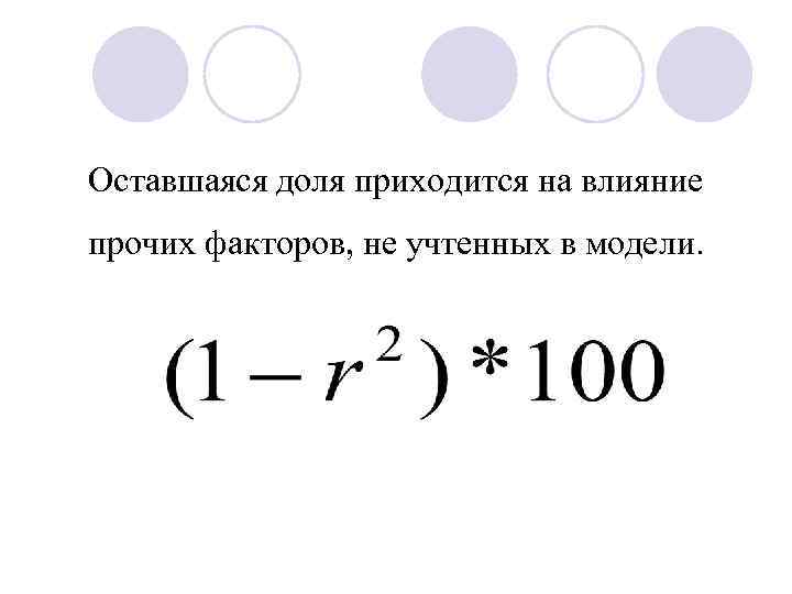 Оставшаяся доля приходится на влияние прочих факторов, не учтенных в модели. 