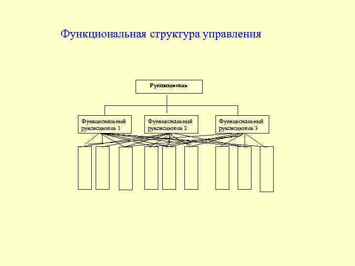 Функциональная структура управления Руководитель Функциональный руководитель 1 Функциональный руководитель 2 Функциональный руководитель 3 