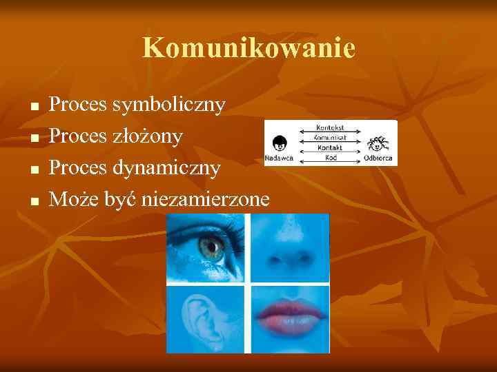 Komunikowanie n n Proces symboliczny Proces złożony Proces dynamiczny Może być niezamierzone 
