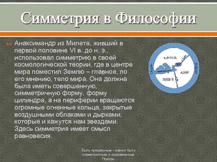 Симметрия в Философии Анаксимандр из Милета, живший в первой половине VI в. до н.