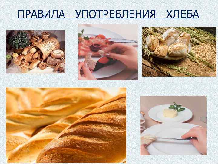 ПРАВИЛА УПОТРЕБЛЕНИЯ ХЛЕБА 