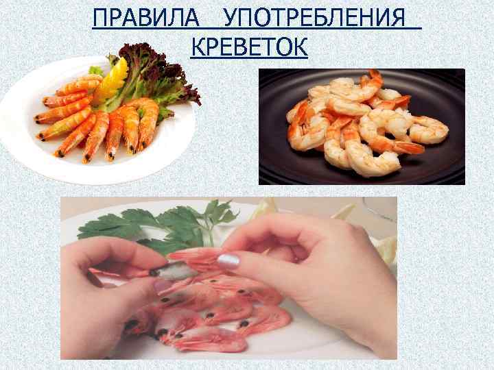 ПРАВИЛА УПОТРЕБЛЕНИЯ КРЕВЕТОК 