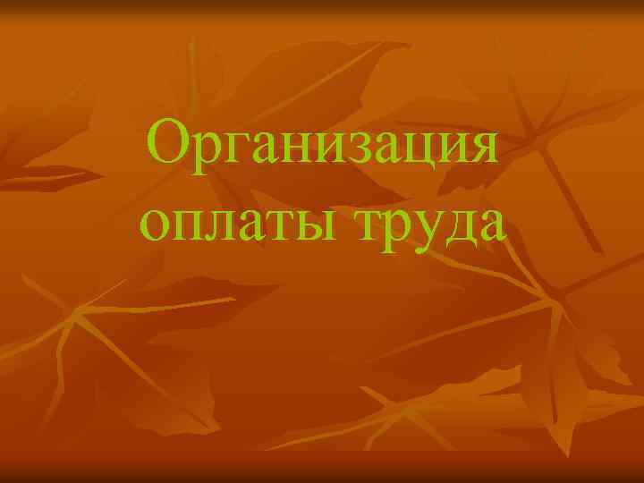 Организация оплаты труда 