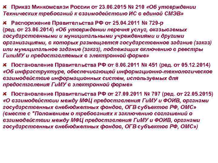 Приказ Минкомсвязи России от 23. 06. 2015 № 210 «Об утверждении Технических требований к