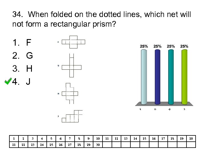 34. When folded on the dotted lines, which net will not form a rectangular