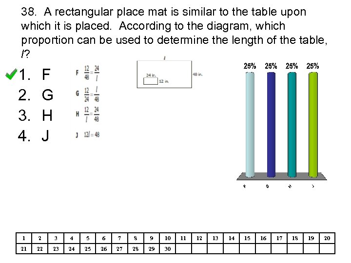 38. A rectangular place mat is similar to the table upon which it is