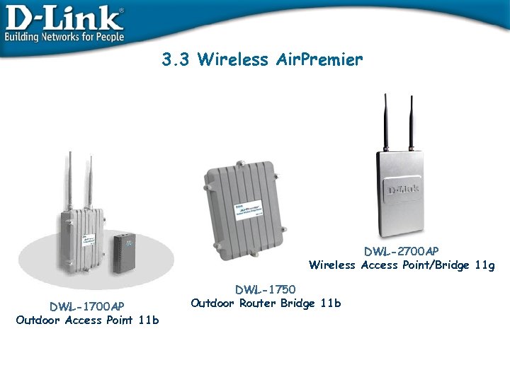 3. 3 Wireless Air. Premier DWL-2700 AP Wireless Access Point/Bridge 11 g DWL-1700 AP